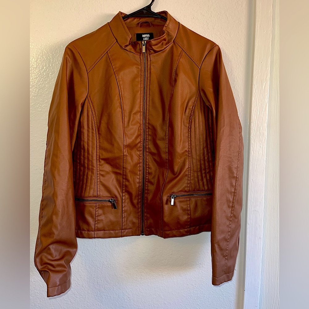 Miss Lili Faux Leather Jacket Caramel Brown
